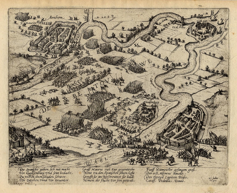 Ontzet van Knodsenburg, 1591 by nn naar F. Hogenberg