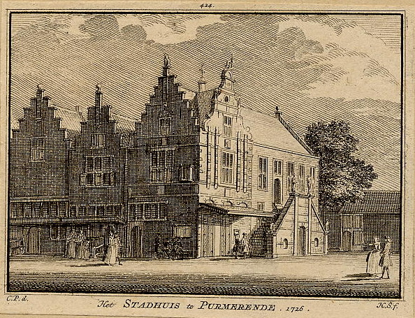 view Het stadhuis te Purmerend, 1726 by H. Spilman en C. Pronk