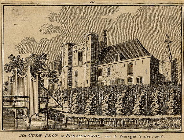 Het oude slot te Purmerende, aan de zuidzijde te zien, 1726 by H. Spilman en C. Pronk