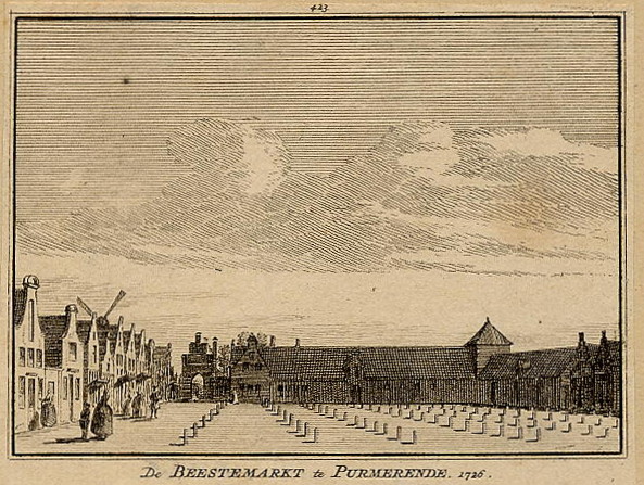 view De beestemarkt te Purmerende, 1726 by H. Spilman