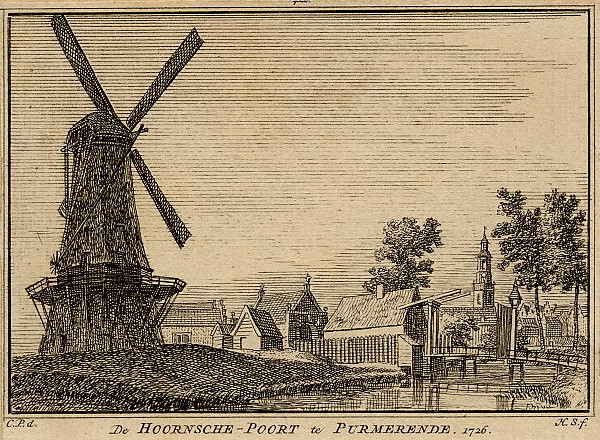 view De Hoornsche-poort te Purmerende, 1726 by H. Spilman en C. Pronk