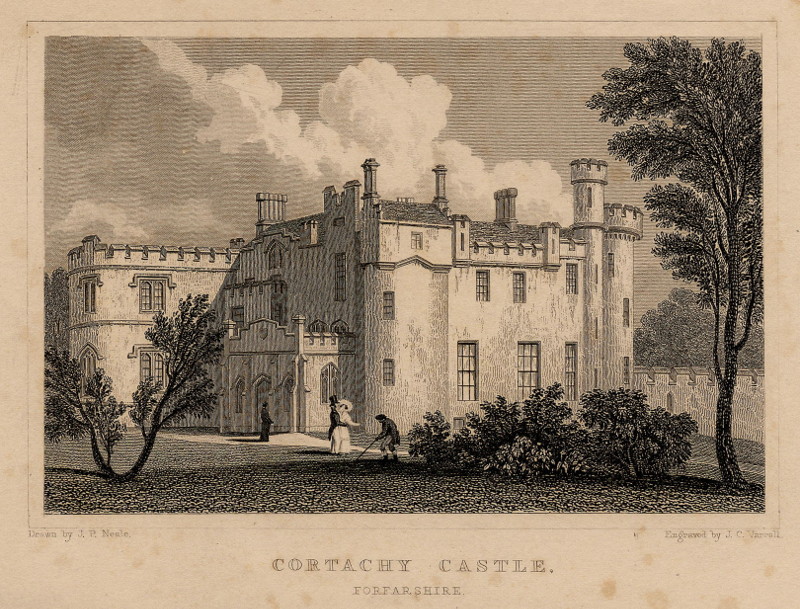 Cortachy Castle. Forfarshire by J.C. Varrall, naar J.P. Neale