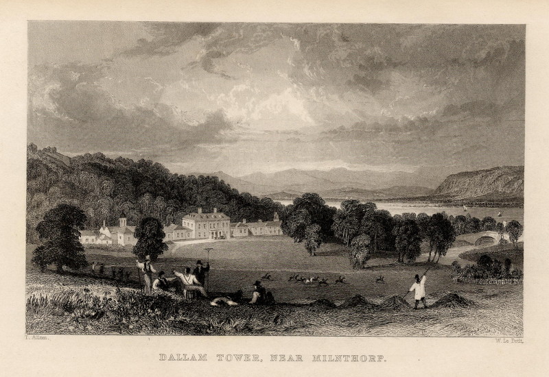 Dallam Tower, near Milnthorp by W. le Petit, naar T. Allom
