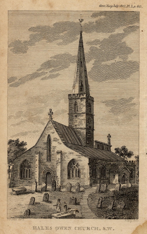 view Hales Owen Church, S.W. by F. Cary, D. Parkes