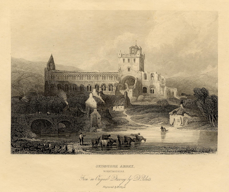 Jedburgh Abbey, Roxburgshire by W. Floyd, naar D. Roberts