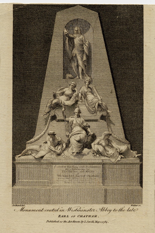 print Monument erected in Westminster Abbey to the late Earl of Chatham by Walker, Stothard