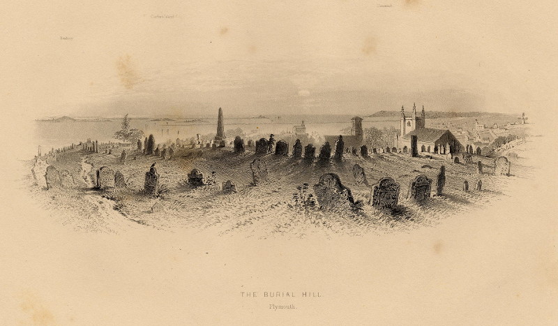 The Burial Hill, Plymouth by W.H. Bartlett