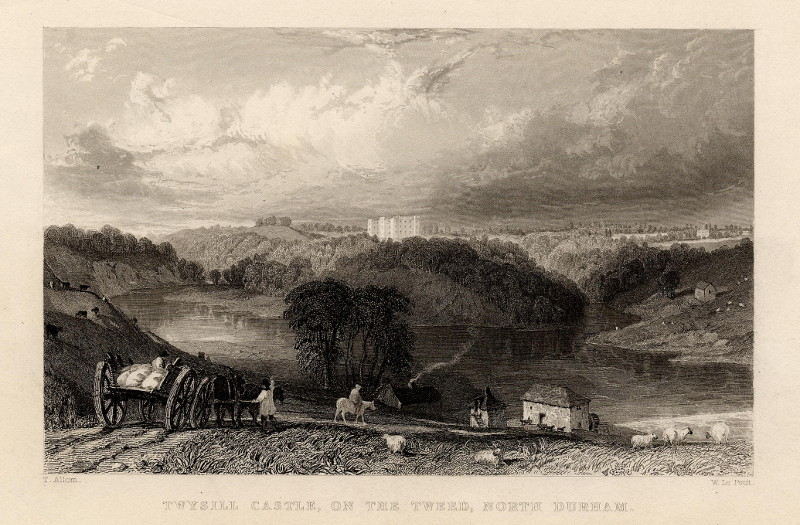 Twysill castle, on the Tweed, North Durham by W. le Petit, naar T. Allom