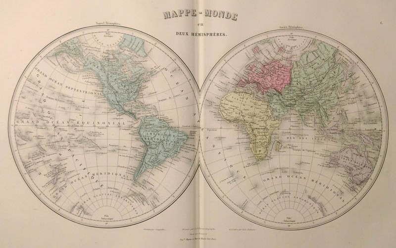 Mappe-Monde en deux Hémisphères by Migeon, Sengteller, Chartier