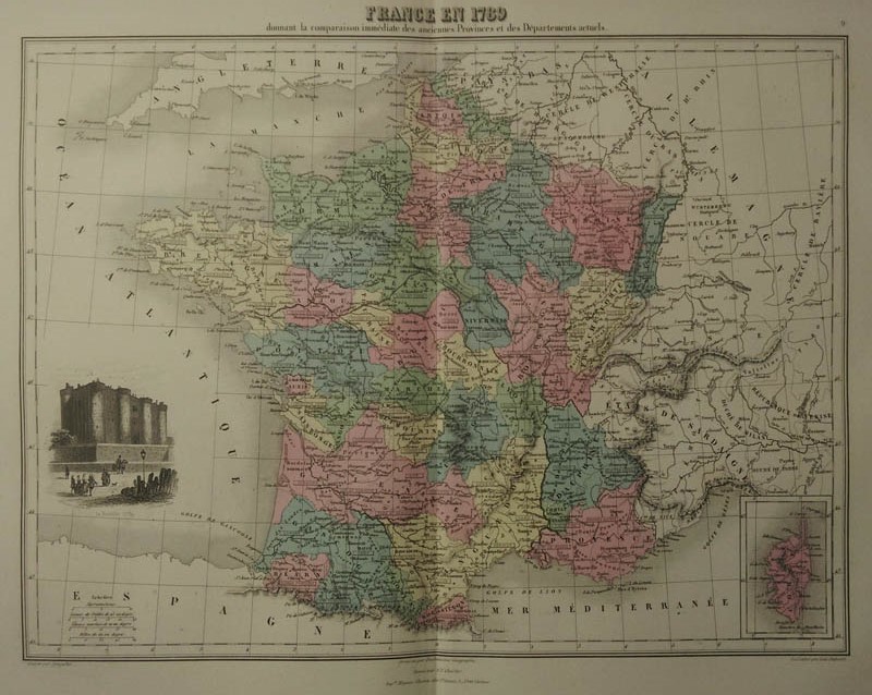 France en 1789, donnant la comparaison des anciennes Provinces et des Départements actuels by Migeon, Sengteller, Desbuissons