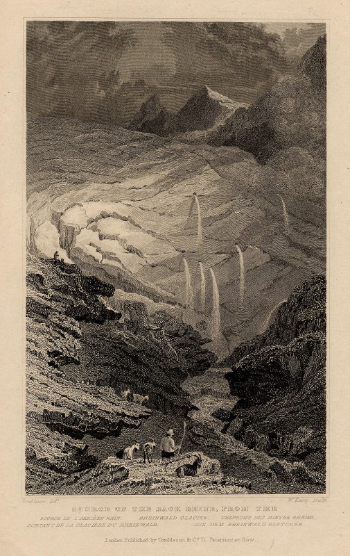 view Source of the Back Rhine, from the Rheinwald glacier by W. Tombleson, W. Lacey