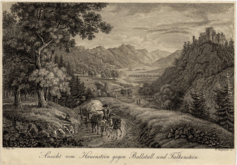 Ansicht vom Hauenstein gegen Ballstall und Falkenstein by J. Frey, D. Burgdorfer