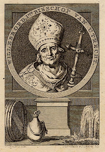 print Willebrord, 1ste bisschop van Utrecht by J. Buys, R. Vinkeles, C. Bogerts