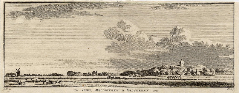 Het dorp Meliskerke in Walcheren 1745 by Cornelis Pronk, Hendrik Spilman