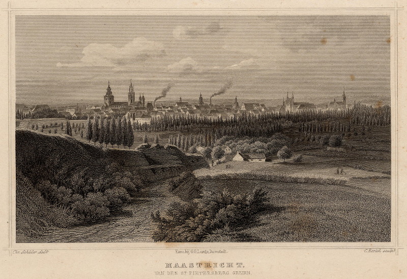 Maastricht, van den St. Pietersberg gezien by Chr. Schüler, C. Rorich
