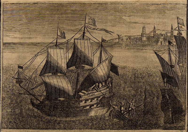Galjoenen bij de kust van slot Kronborg by nn