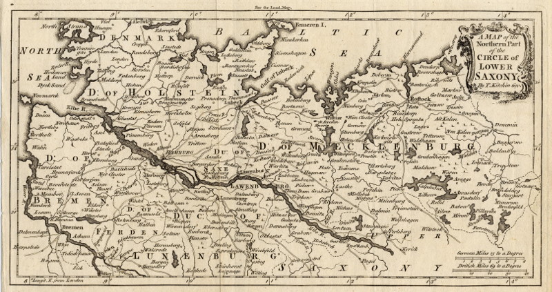 A Map of the Northern Part of the Circle of Lower Saxony by T. Kitchin