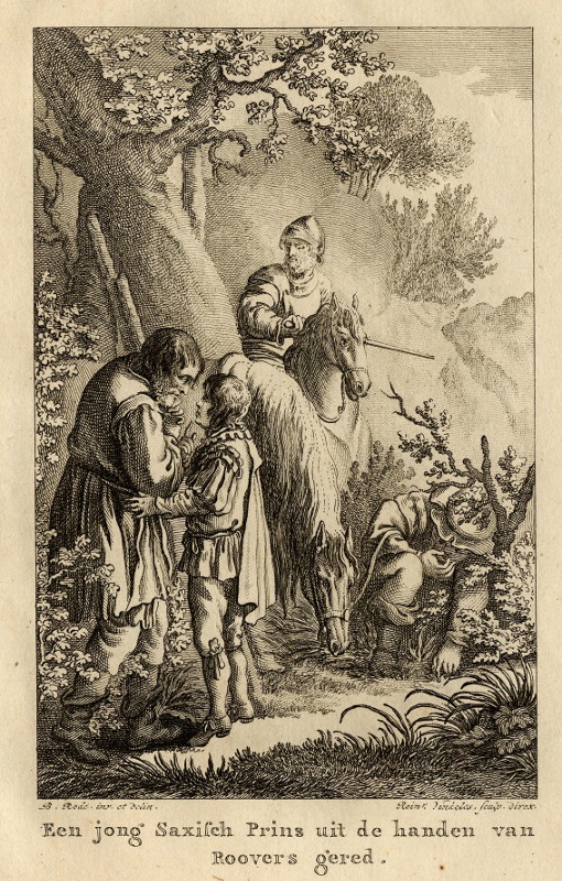 print Een jong Saxisch Prins uit de handen van Roovers gered by R. Vinkeles, C.B. Rode
