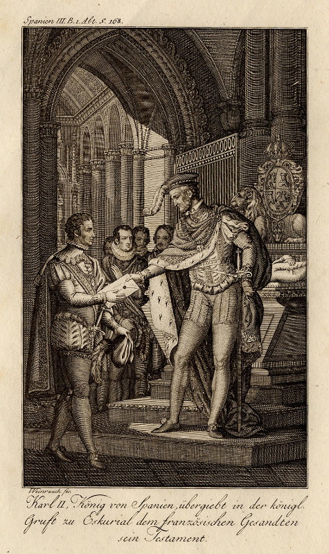 print Karl II, König von Spanien by Johann Caspar Weinrauch