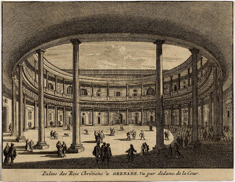 Palais des Rois Chretiens a Grenda, Vu par dedans, de la Cour by Pieter van der Aa