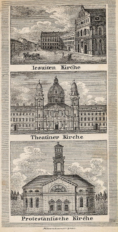 view Jesuiten Kirche; Theatiner Kirche; Protestantische Kirche by J. Pötzenhamer