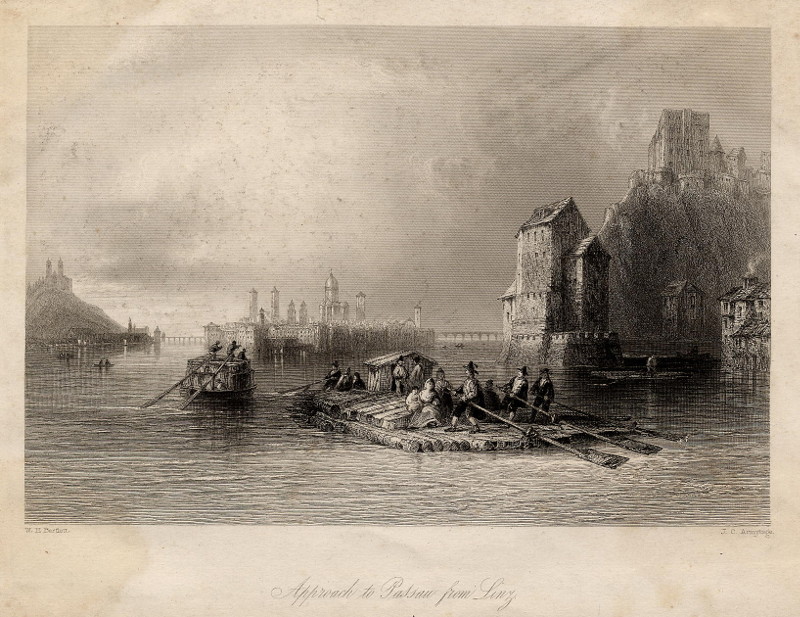 Approach to Passau from Linz by W.H. Bartlett, J.C. Armytage