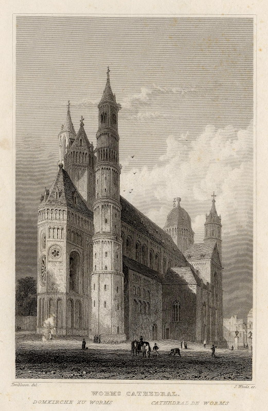 view Worms cathedral by W. Tombleson, J. Woods