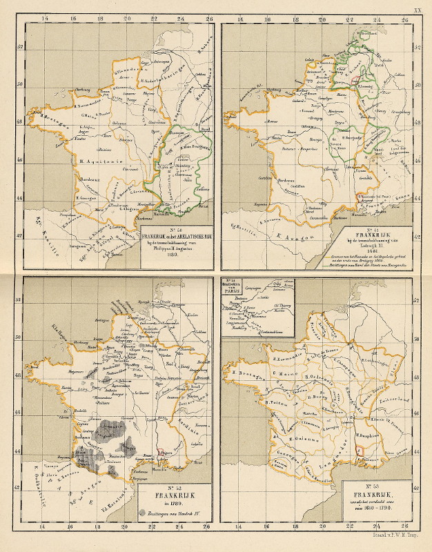 Frankrijk in 1180, 1461, 1789, van 1610-1790 by P.W.M. Trap