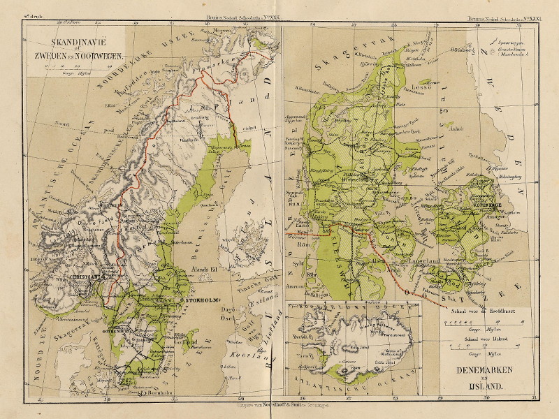 Skandinavie of Zweden en Noorwegen; Denemarken en IJsland by F. Bruins