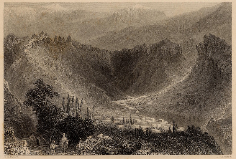 Village of Besherrai, Mt Lebanon by W.H. Bartlett, D. Thompson