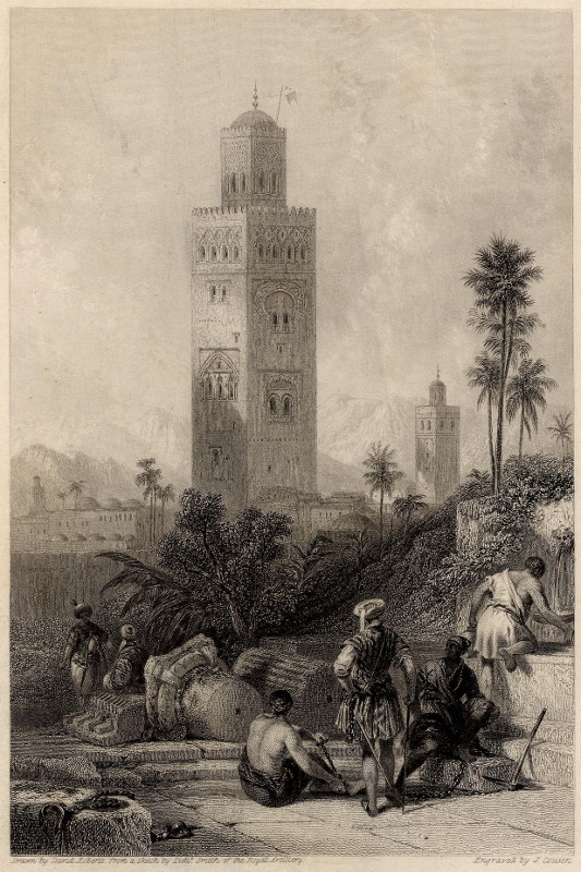 view Tower of the Great Mosque, Morocco by D. Roberts, J. Cousen