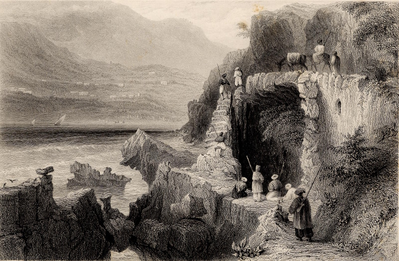 The tomb of St. George, bay of Kesrouan, on the route from Beirout to Tripoli by W.H. Bartlett, M.J. Starling