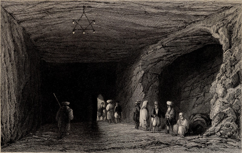 Cave of the school of the Prophets by W.H. Bartlett, J. Sands