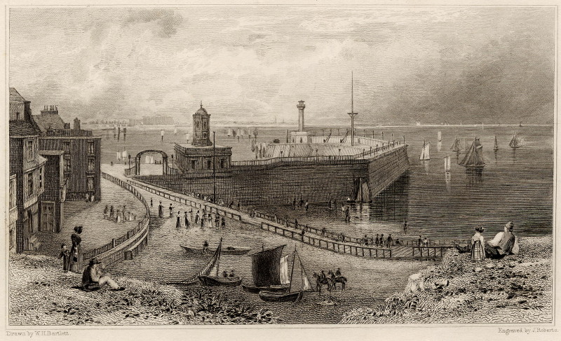 Margate pier, and harbour. Kent by W.H. Bartlett, J. Roberts