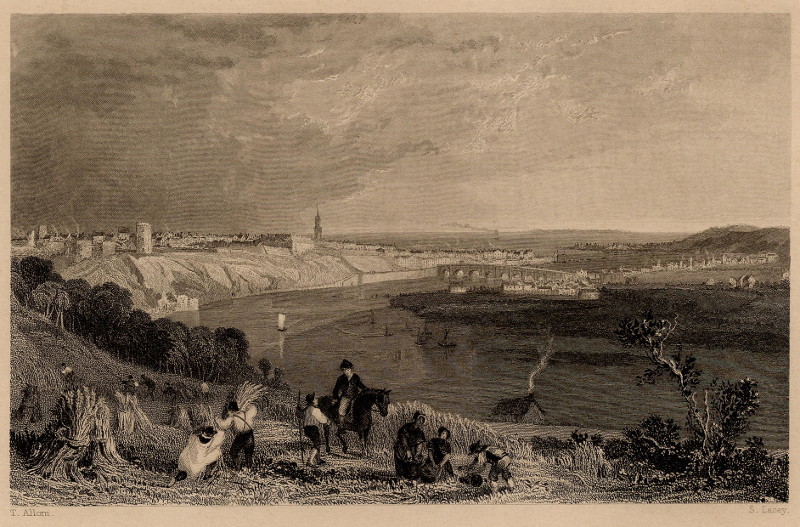 Berwick upon Tweed, the island of Lindisfarne in the distance by T. Allom, S. Lacey