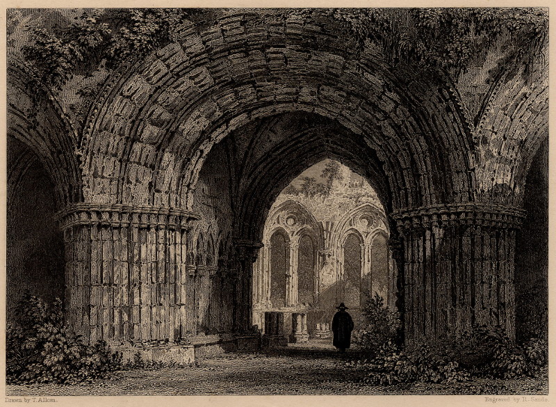 Chapter-house, Furness Abbey by T. Allom, R. Sands