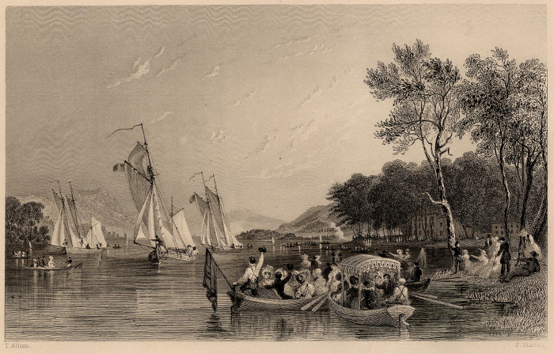 Ferry house regatta; Windermere lake by T. Allom, J. Starling
