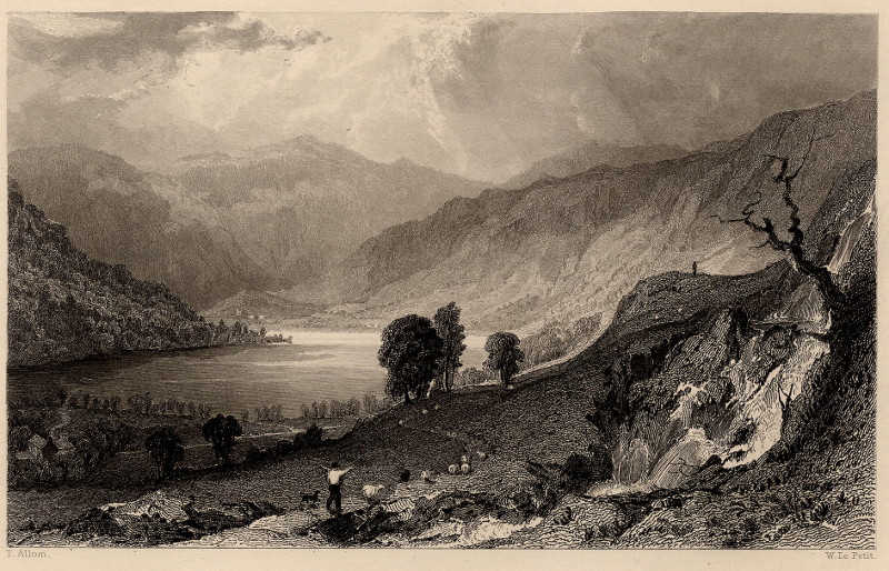 Hawes-Water, from Thwaite-Force, Westmorland by T. Allom, W. Le Petit