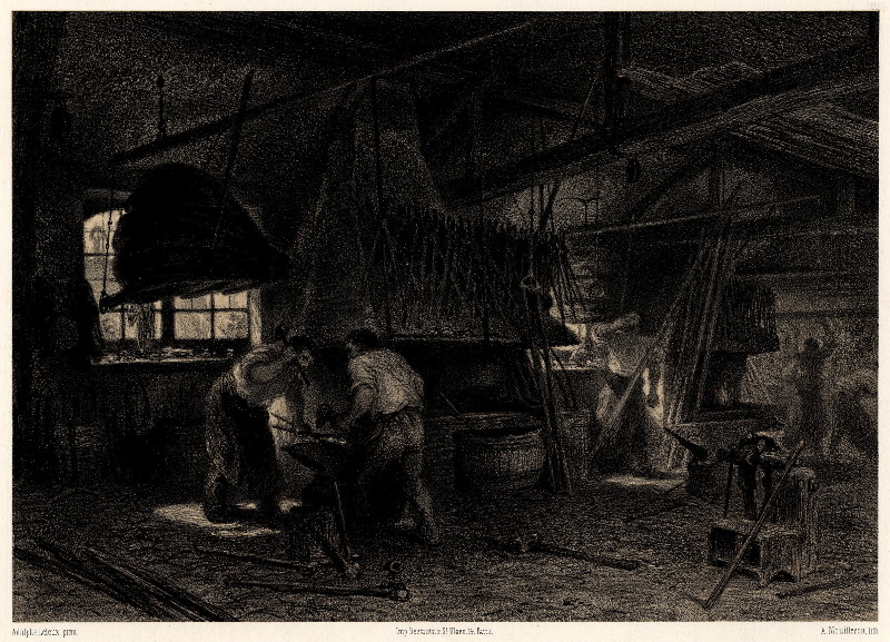 Intérieur d´une Forge by Adolphe Leleux, A. Mouilleron