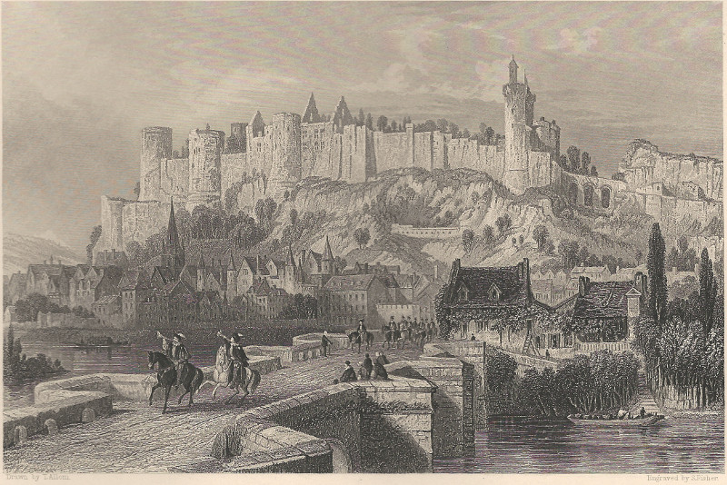 Castle of Chinon, Indre-et-Loir by T. Allom, S. Fisher