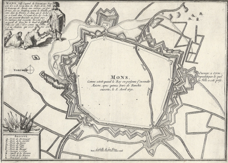 Mons, Ville Capitale de Hainaut by Nicolas de Fer