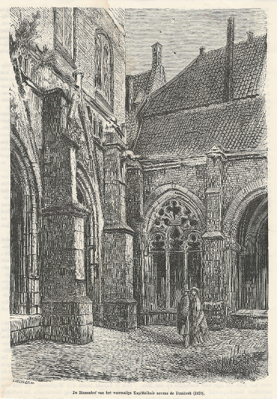 view De Binnenhof van het voormalige Kapittelhuis nevens de Domkerk (1870) by C. Hechler