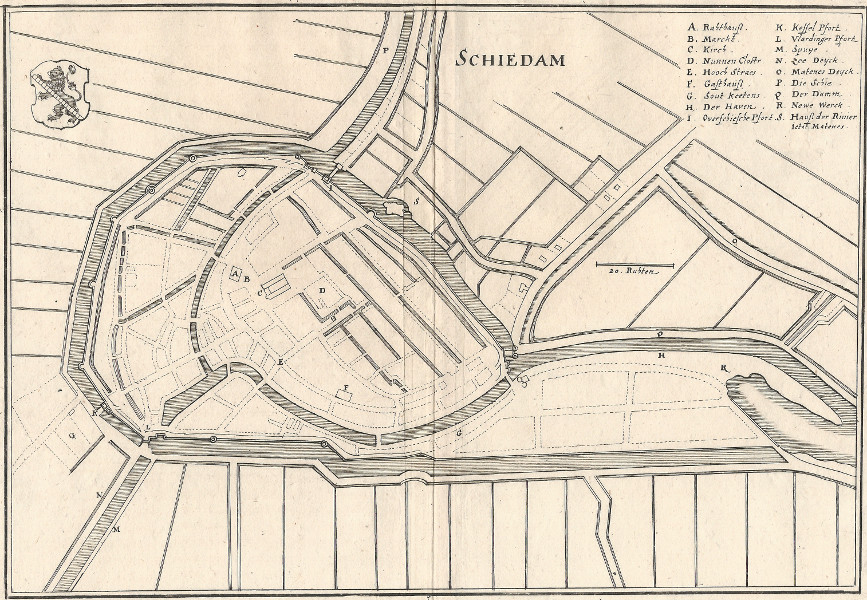 afbeelding van plattegrond Schiedam van Merian (Schiedam)